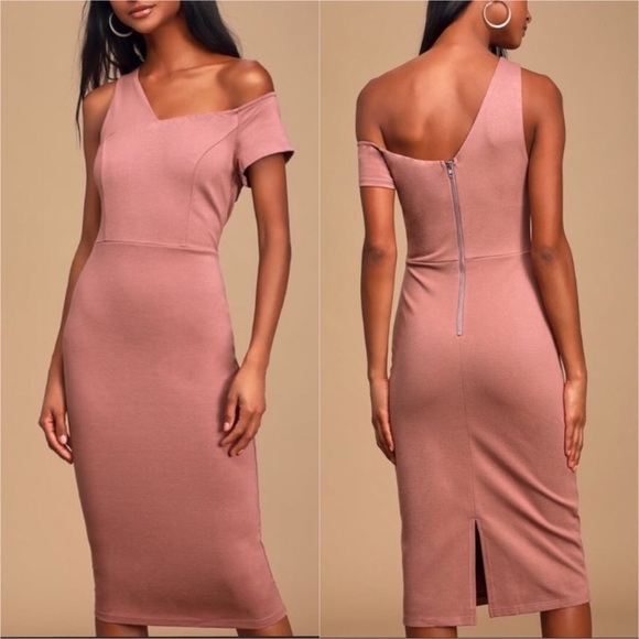 Lulus Dresses & Skirts - Lulu’s “Deja Vu” Mauve Off Shoulder Midi Dress